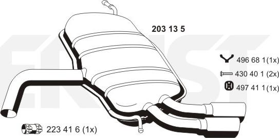 ERNST 203135 - Izplūdes gāzu trokšņa slāpētājs (pēdējais) autodraugiem.lv