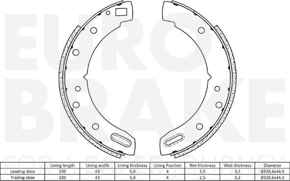 Eurobrake 58492740015 - Bremžu loku komplekts autodraugiem.lv