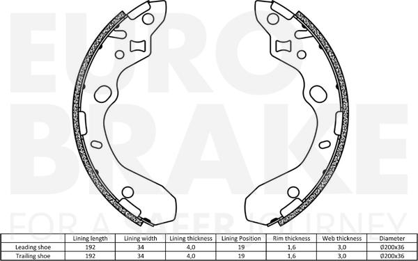 Eurobrake 58492732611 - Bremžu loku komplekts autodraugiem.lv