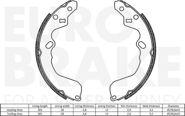 Eurobrake 58492732622 - Bremžu loku komplekts autodraugiem.lv