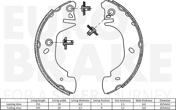 Eurobrake 58492725570 - Bremžu loku komplekts autodraugiem.lv