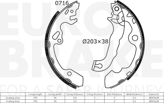 Eurobrake 58492725632 - Bremžu loku komplekts autodraugiem.lv