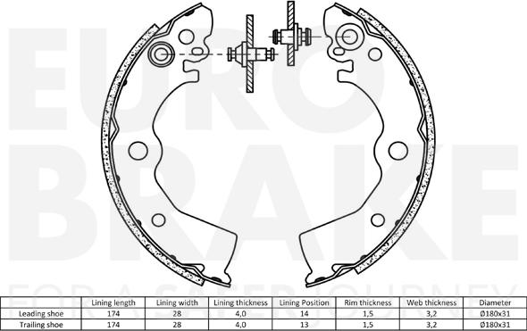 Eurobrake 58492722532 - Bremžu loku komplekts autodraugiem.lv