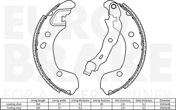 Eurobrake 58492722693 - Bremžu loku komplekts autodraugiem.lv