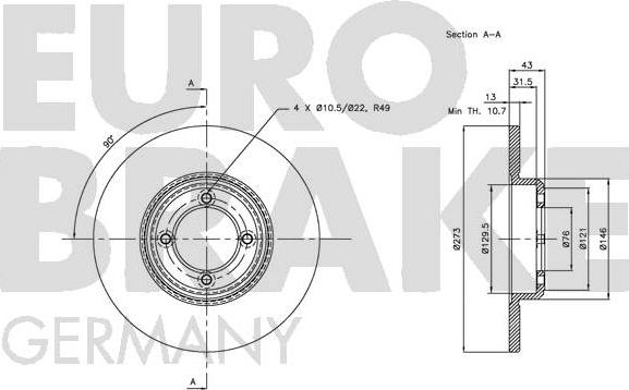 Eurobrake 5815209906 - Bremžu diski autodraugiem.lv