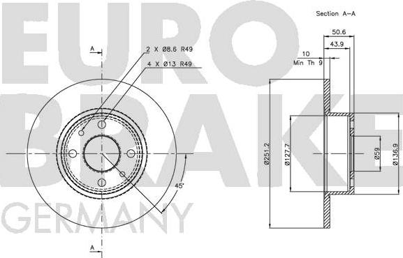 Eurobrake 5815209928 - Bremžu diski autodraugiem.lv