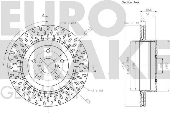 Eurobrake 5815204424 - Bremžu diski autodraugiem.lv