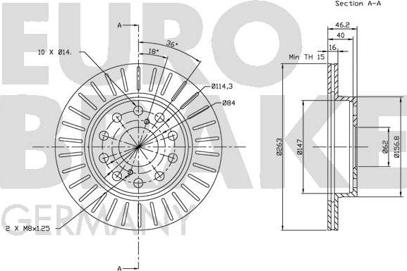 Eurobrake 5815204556 - Bremžu diski autodraugiem.lv