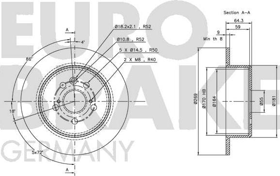 Eurobrake 5815204558 - Bremžu diski autodraugiem.lv