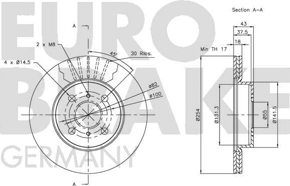 Eurobrake 5815204563 - Bremžu diski autodraugiem.lv
