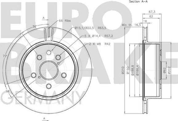 Eurobrake 58152045106 - Bremžu diski autodraugiem.lv