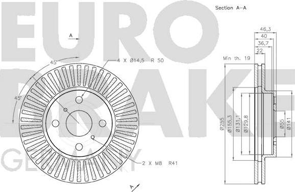 Eurobrake 58152045107 - Bremžu diski autodraugiem.lv