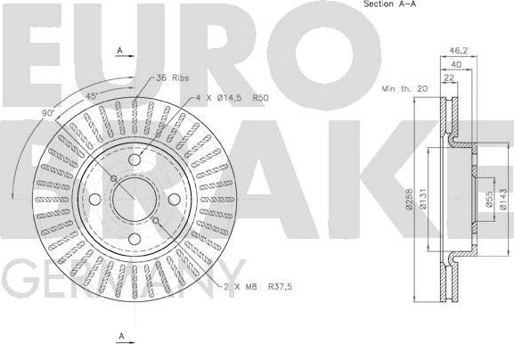 Eurobrake 58152045115 - Bremžu diski autodraugiem.lv