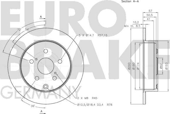 Eurobrake 58152045112 - Bremžu diski autodraugiem.lv