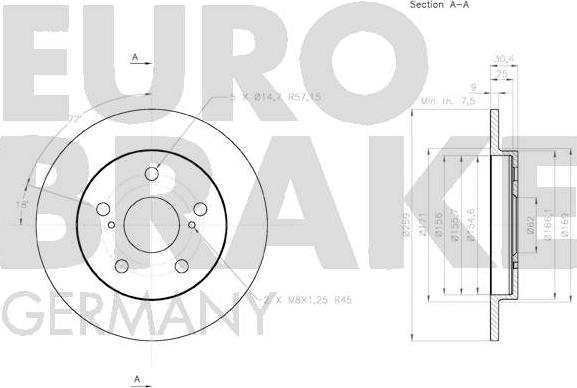 Eurobrake 58152045124 - Bremžu diski autodraugiem.lv