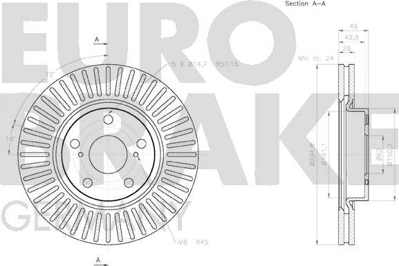 Eurobrake 58152045125 - Bremžu diski autodraugiem.lv