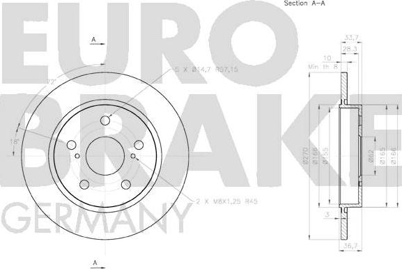 Eurobrake 58152045123 - Bremžu diski autodraugiem.lv