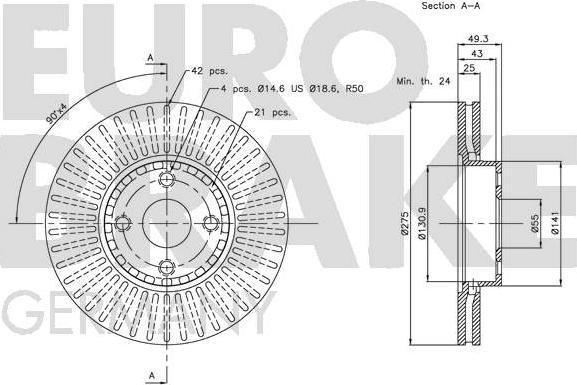 Eurobrake 5815204580 - Bremžu diski autodraugiem.lv