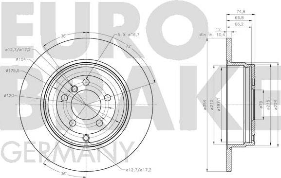 Eurobrake 5815204047 - Bremžu diski autodraugiem.lv