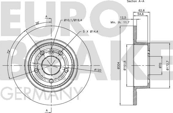 Eurobrake 5815204019 - Bremžu diski autodraugiem.lv