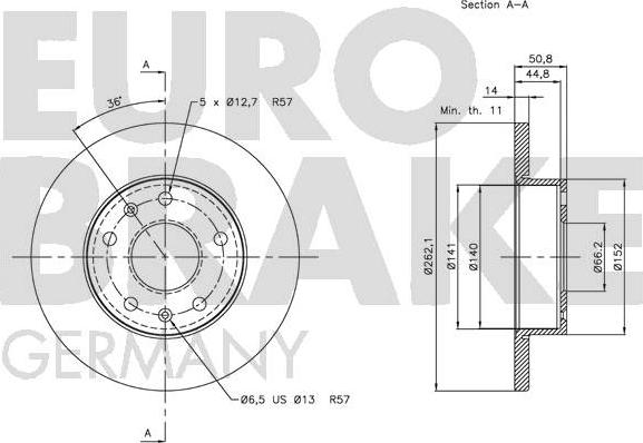 Eurobrake 5815204014 - Bremžu diski autodraugiem.lv