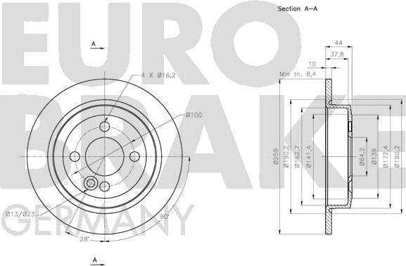 Eurobrake 5815204036 - Bremžu diski autodraugiem.lv