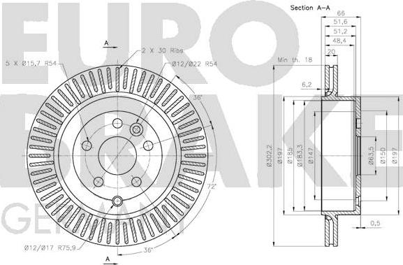 Eurobrake 5815204033 - Bremžu diski autodraugiem.lv