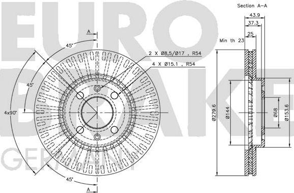 Eurobrake 5815204108 - Bremžu diski autodraugiem.lv