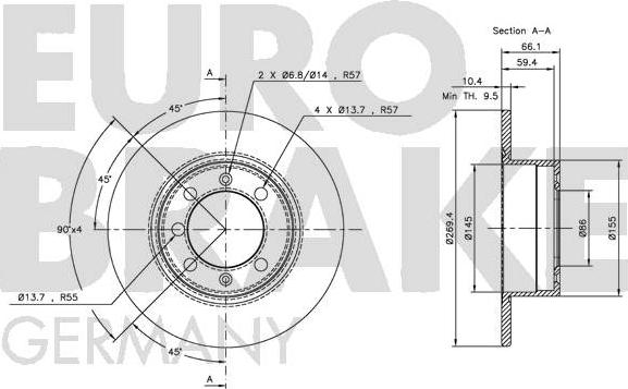 Eurobrake 5815204102 - Bremžu diski autodraugiem.lv