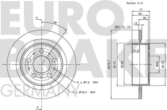 Eurobrake 5815204845 - Bremžu diski autodraugiem.lv