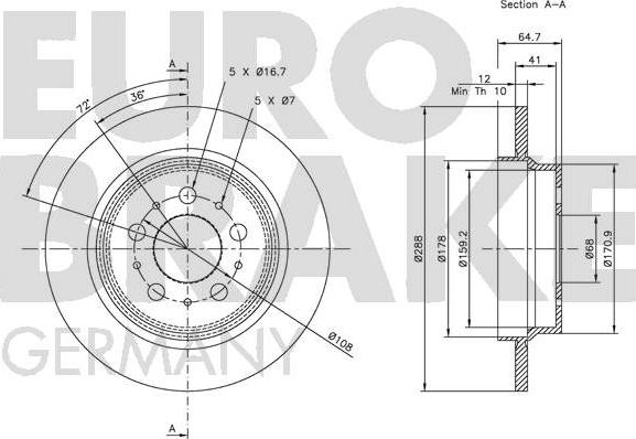 Eurobrake 5815204843 - Bremžu diski autodraugiem.lv