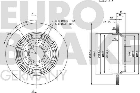 Eurobrake 5815204854 - Bremžu diski autodraugiem.lv