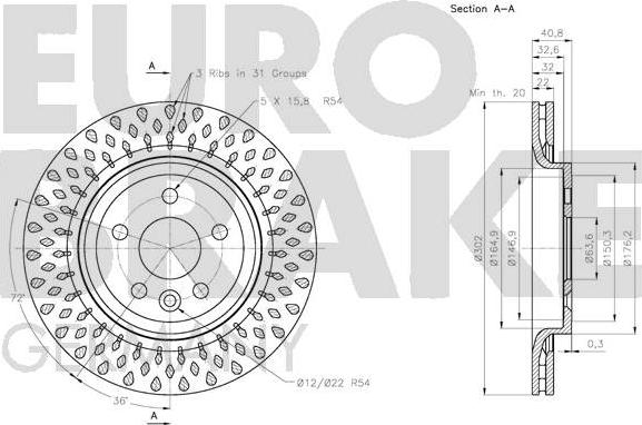 Eurobrake 5815204858 - Bremžu diski autodraugiem.lv