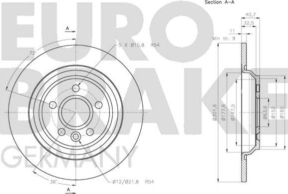 Eurobrake 5815204857 - Bremžu diski autodraugiem.lv