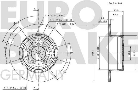 Eurobrake 5815204807 - Bremžu diski autodraugiem.lv