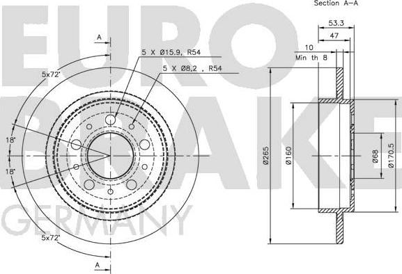 Eurobrake 5815204827 - Bremžu diski autodraugiem.lv