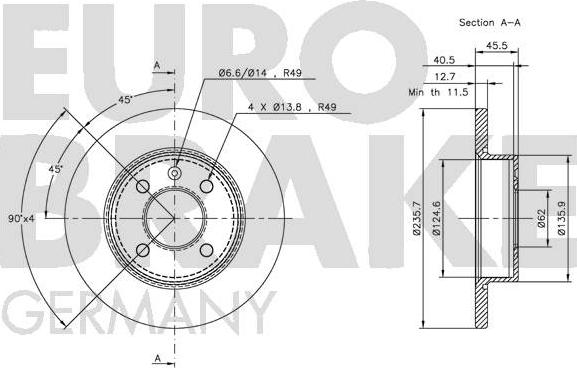 Eurobrake 5815204304 - Bremžu diski autodraugiem.lv