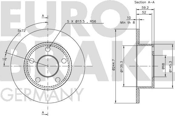 Eurobrake 5815204749 - Bremžu diski autodraugiem.lv