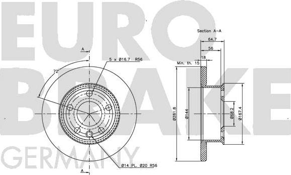 Eurobrake 5815204746 - Bremžu diski autodraugiem.lv