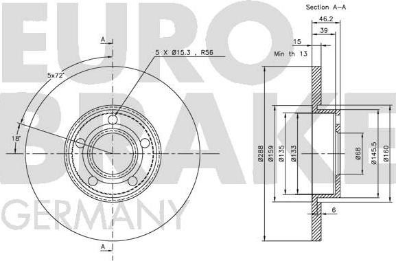 Eurobrake 5815204742 - Bremžu diski autodraugiem.lv