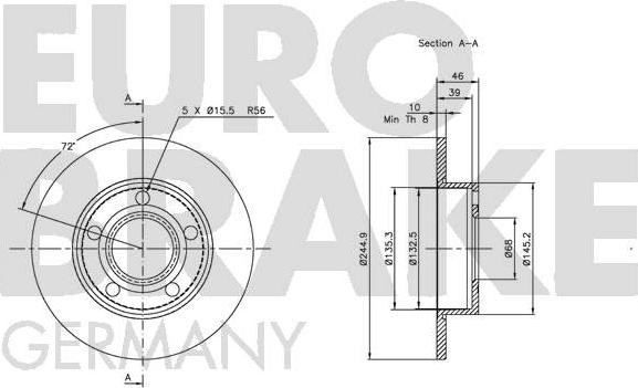 Eurobrake 5815204747 - Bremžu diski autodraugiem.lv