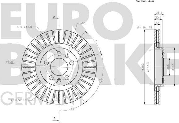 Eurobrake 5815204759 - Bremžu diski autodraugiem.lv