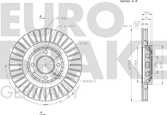 Eurobrake 5815204755 - Bremžu diski autodraugiem.lv