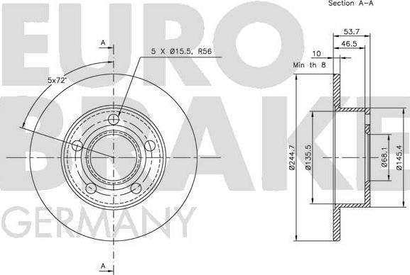 Eurobrake 5815204764 - Bremžu diski autodraugiem.lv