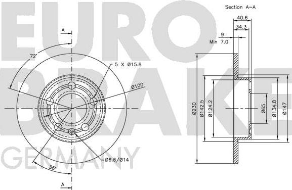 Eurobrake 5815204761 - Bremžu diski autodraugiem.lv