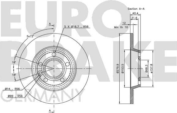 Eurobrake 5815204767 - Bremžu diski autodraugiem.lv