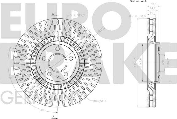 Eurobrake 58152047155 - Bremžu diski autodraugiem.lv