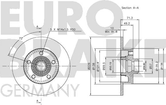 Eurobrake 58152047119 - Bremžu diski autodraugiem.lv