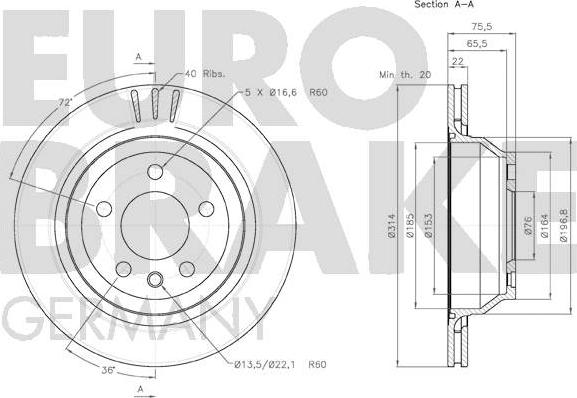 Eurobrake 58152047114 - Bremžu diski autodraugiem.lv