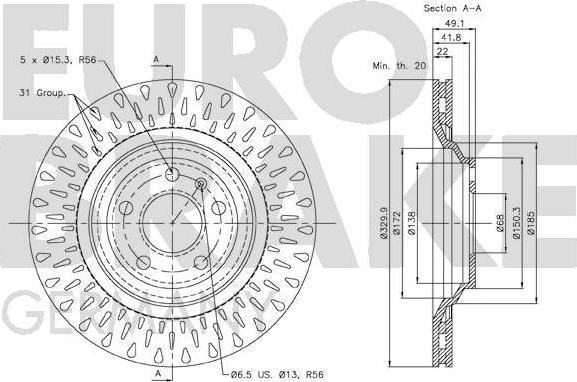 Eurobrake 58152047110 - Bremžu diski autodraugiem.lv